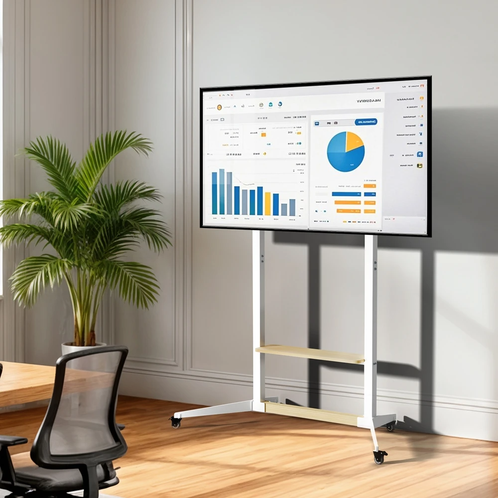 Mobile Corner TV Stand with Wheels for 40-100 Inches Height Adjustable Floor TV Mount Max Load 100kg