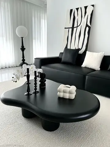 프랑스어 검은 구름 커피 티 테이블 크림 간단한 현대 거실 크리 에이 티브 불규칙한 빛 럭셔리 사이드 테이블 가구
