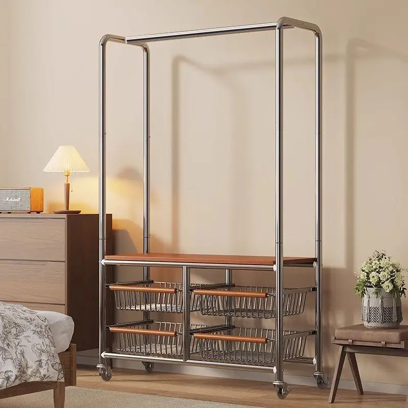 

Light luxury drying rack, drawer, bedroom hanging hanger, floor-to-ceiling medieval clothes storage, removable household coat