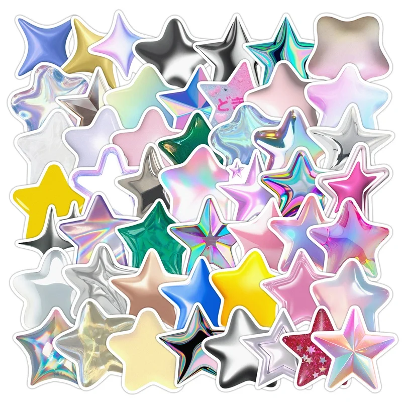 

10/30/50PCS Kawaii 3D Stars PVC Sticker Aesthetic DIY Colored Decoration Scrapbooking Supplies Hand Accounting for Kids