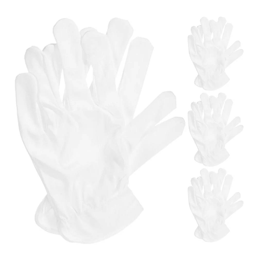 

4Pairs Anti Static Gloves for Jewelry Handling White Microfiber Protective Gloves Breathable Long Wear Suitable for Artwork and
