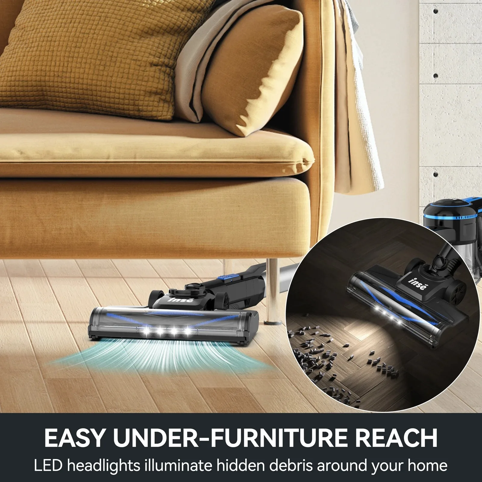 INSE N5T Wireless Vacuum Cleaner 20Kpa Ultra Lightweight Stick Vacuum Portable Household Hand Vacuum Cleaner for Home Bed Carpet