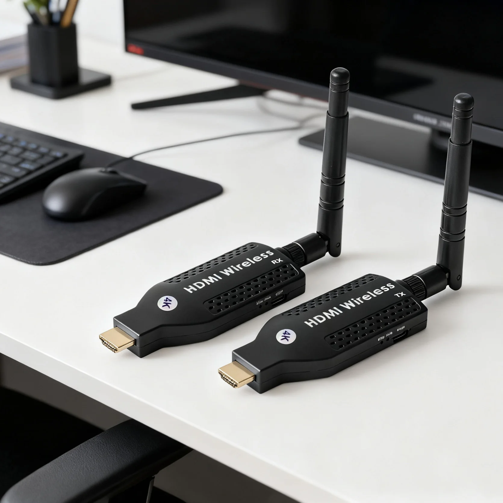 Transmitter dan Receiver Video HDMI Nirkabel 150m 1080p 4K, Extender TV Stick Dongle Adapter untuk PC, Kamera, Laptop ke Monitor TV