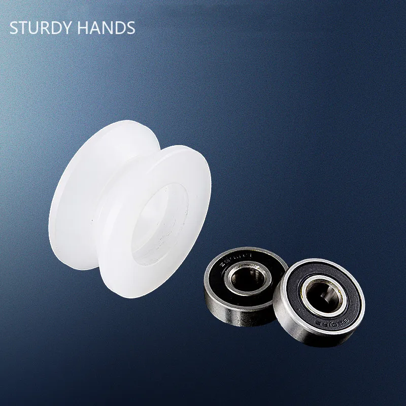 Nylon H-shaped Track Wheel Round Pipe Hanging Wheel Rail Single Wheel Silent Pulley Sliding Door Groove Rollers Hardware Tool