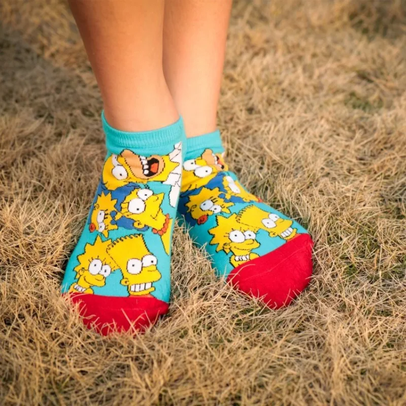 4 Pairs Simpsons JoJo Simpson Cartoon Women Girls Socks Japanese Ladies Soft Breathable Sock Cotton Boat Short Socks for Woman