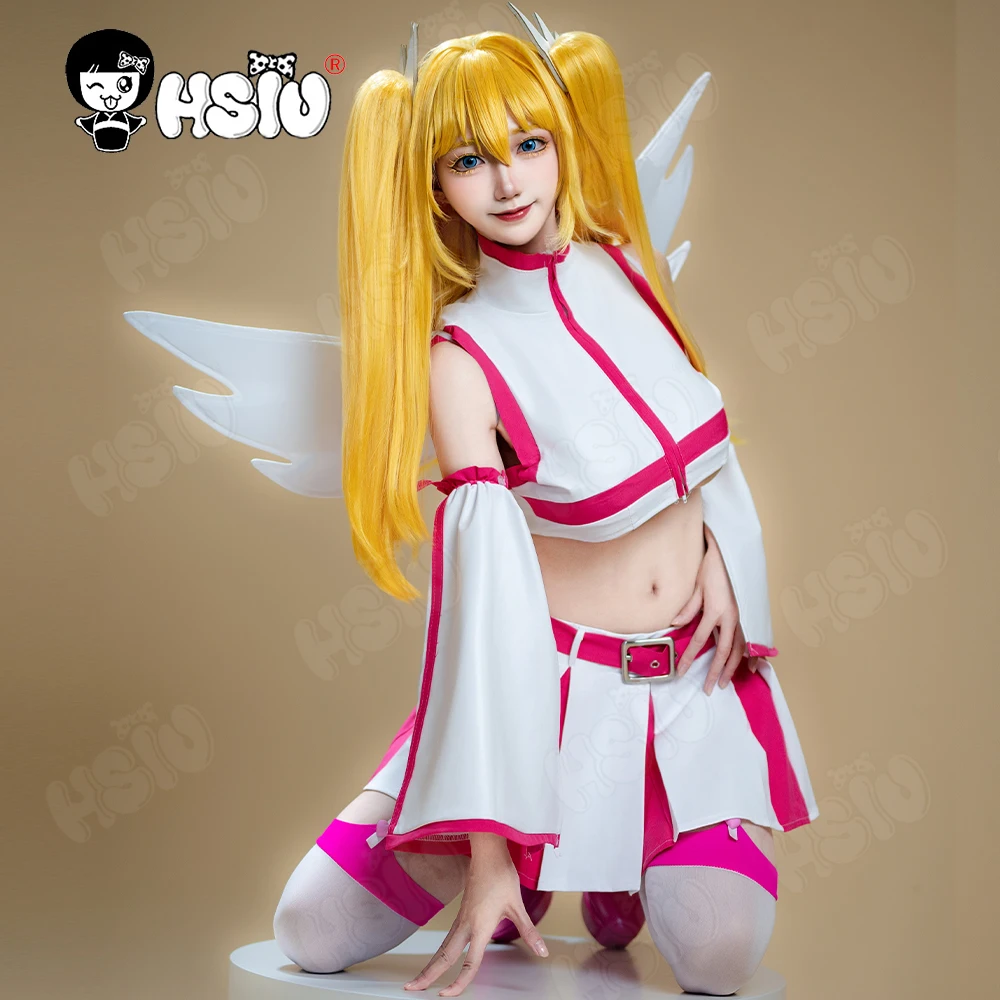 

Ririsa Amano Cosplay Clothing HSIU Pink White Skirt suit White wings decoration Anime Ririsa 2.5 Dimensional Seduction lilysa