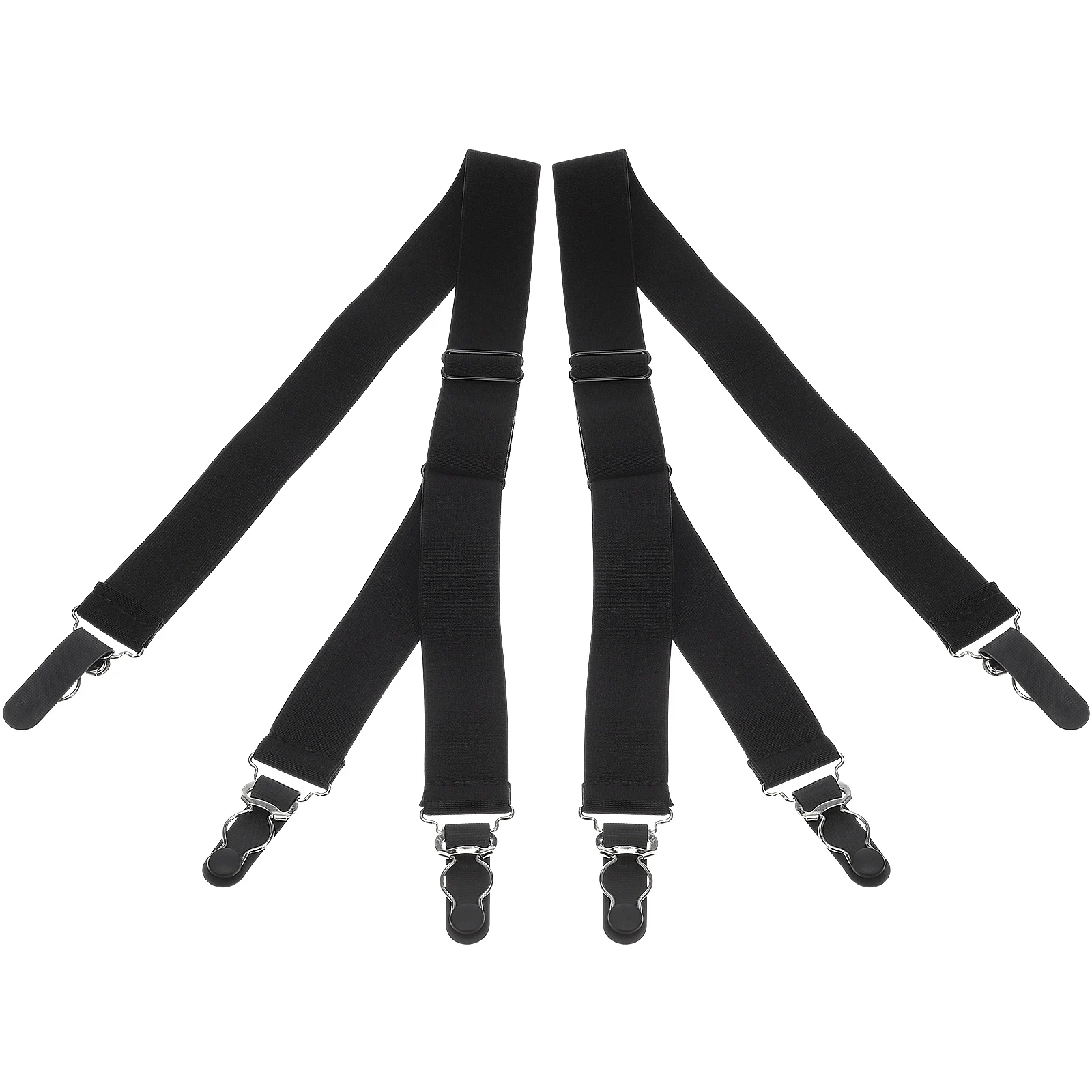 

Black Y-Style 65x2.5cm Elastic Adjustable Shirt Keeper Style Garters Clips Suspenders Stockings Garter