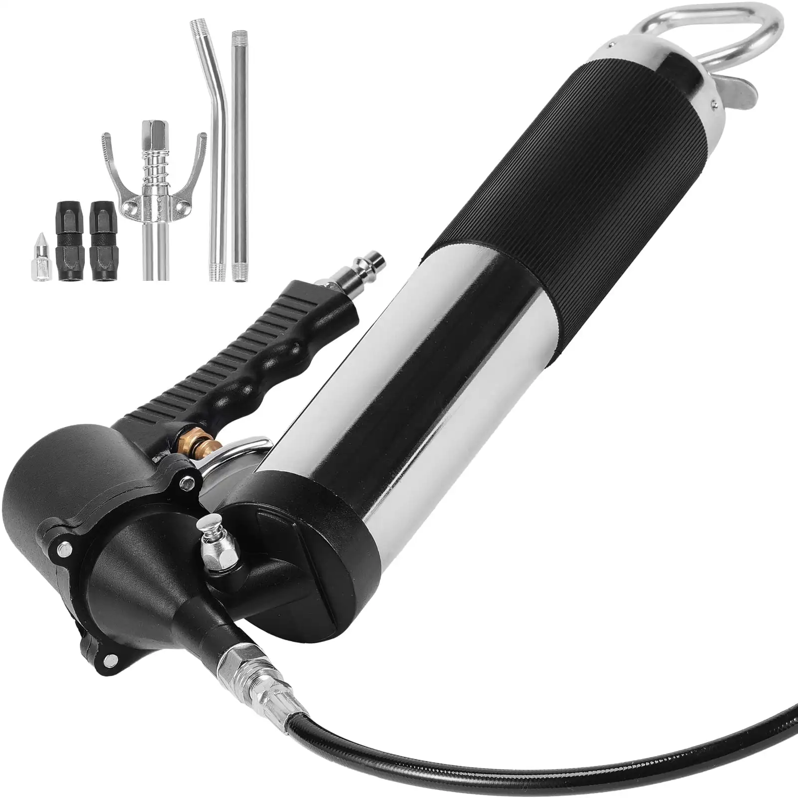 

Pneumatic Grease Gun, 6000PSI, 14 OZ/400 CC, Durable Air Powered Lubricator with 18.5" Flex Hose, Includes 1 Black Flat