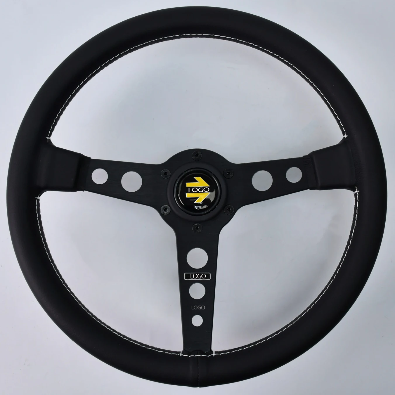 tiypeor Universal Sim Racing Gaming Steering Wheel 14Inch Leather Flat Corn JDM Vintage Tuning Steering Wheel for MOO