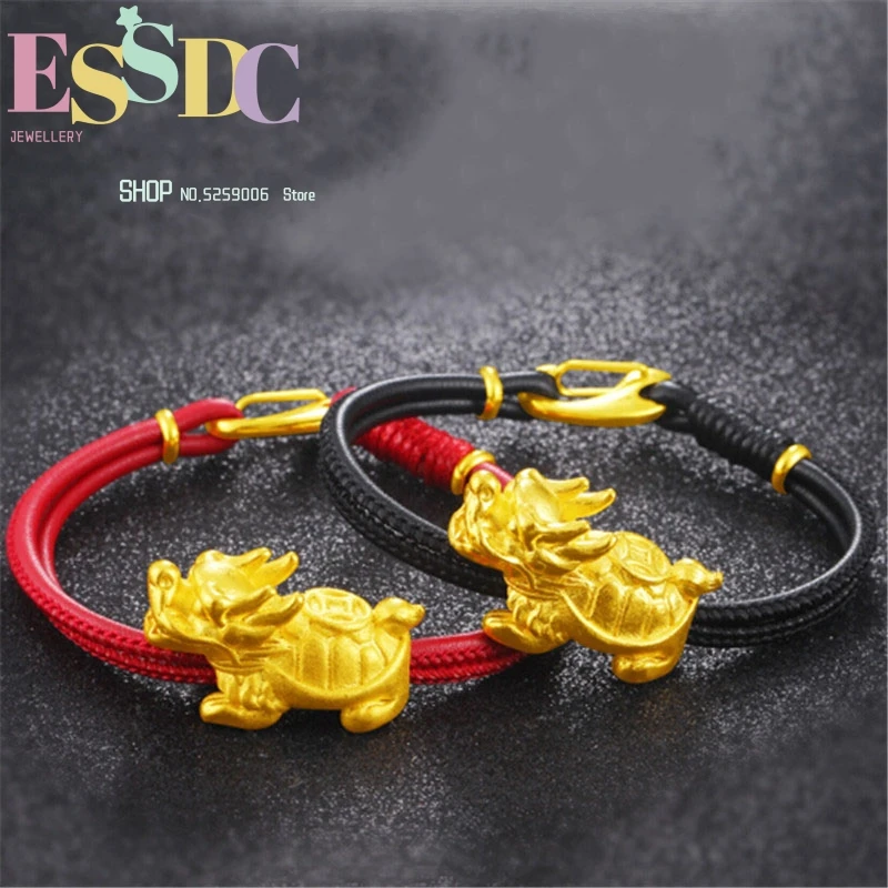 

Hot Sale Sand Jewelry Cuora Trifasciata Charm Take Wealth Golden Turtle Imitation Gold Bracelet for Male or Female