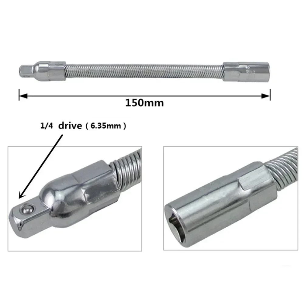 Krachtige-ferramenta de Soquete Flexível Barras de Extensão Catraca Haste Barra Flexível Acessórios Power Drill 14 Drive 63 mm 15cm