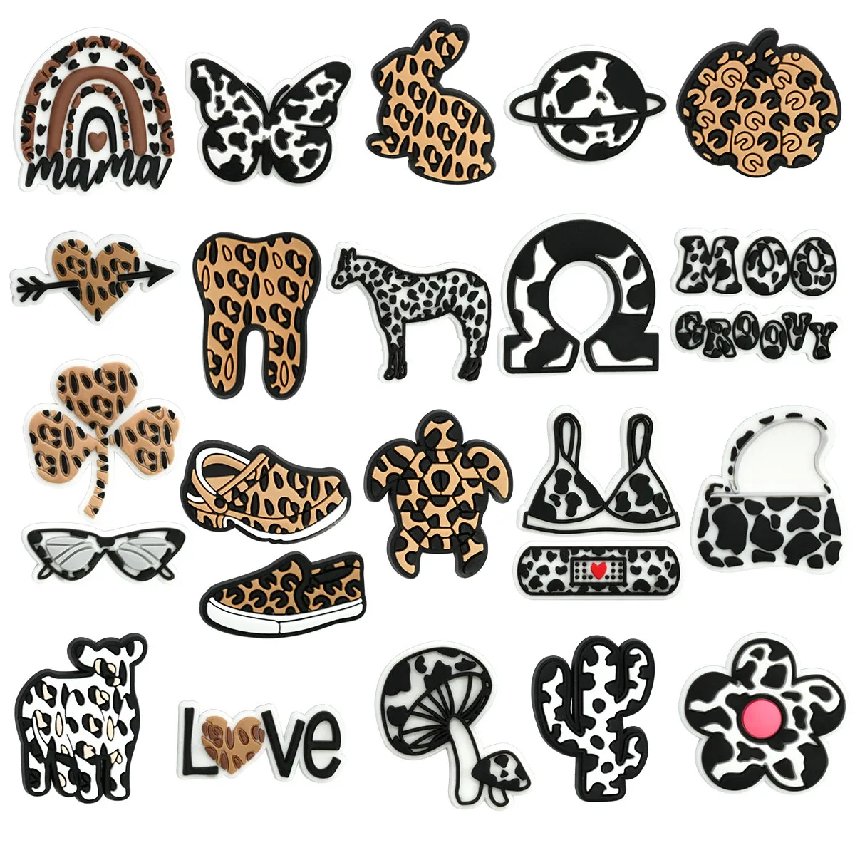 Leopard Print Shoe Charms for Crocs Pin Accessories Decoration Bracelet Wristband PVC Pin Women Party Gifts