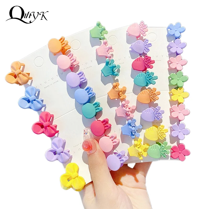 10pcs/set Children Candy Color Plastic Mini Hair Claws Clips Crab Baby Gilrs Cute Clips Hairpin Barrettes Headwear Accessories