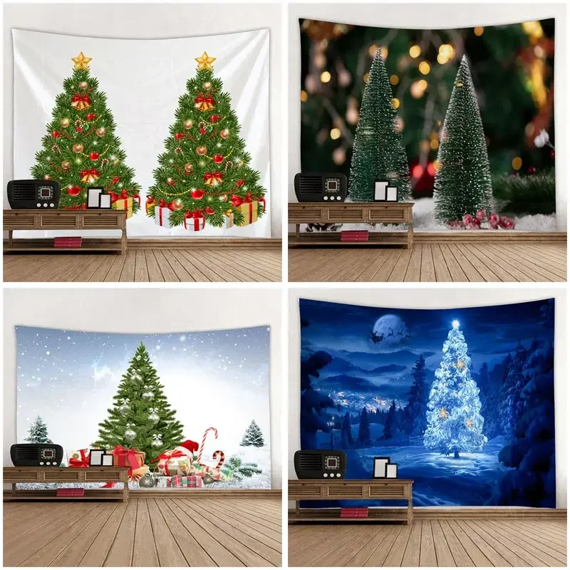 

bedroom living room decoration wall hanging art picnic mat christmas holidays tapestry christmas tree merry christmas