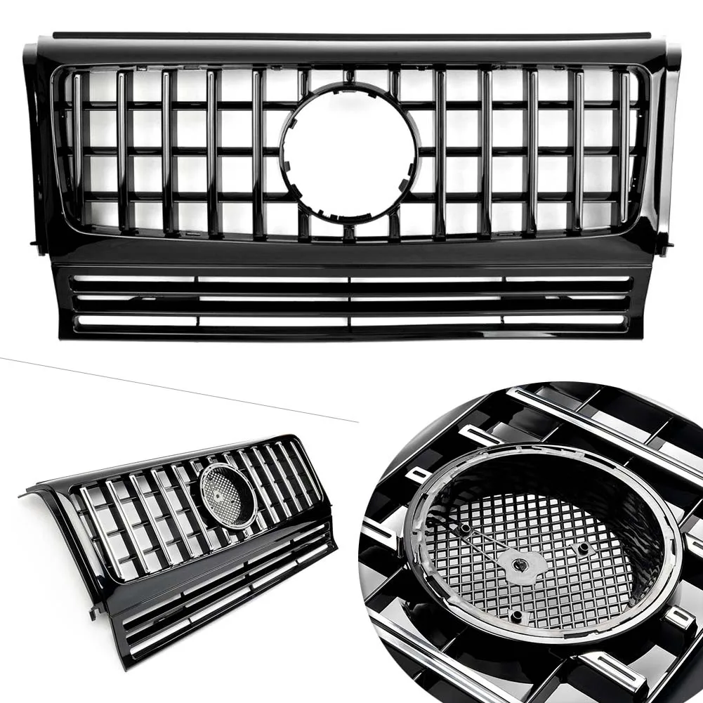 Car Front Radiator Grille Mesh Upper Grill For 1990-2016 Mercedes Benz W463G550 G500 G350 G55 G63  GT G Wagon Black