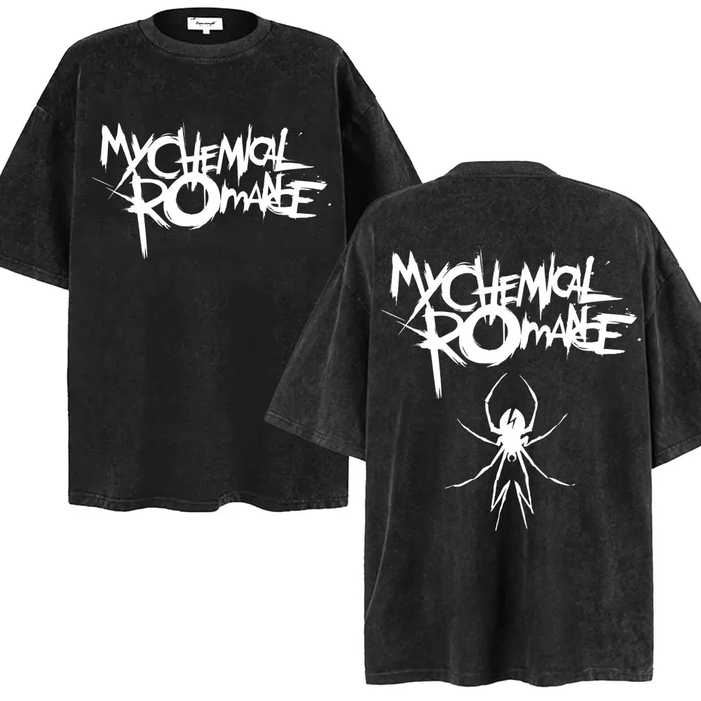 Three Cheers for Sweet Revenge Summer T-shirt Men Women Loose Cotton T Shirts Gifts My Chemical Romance Band Vintage Wash Tshirt