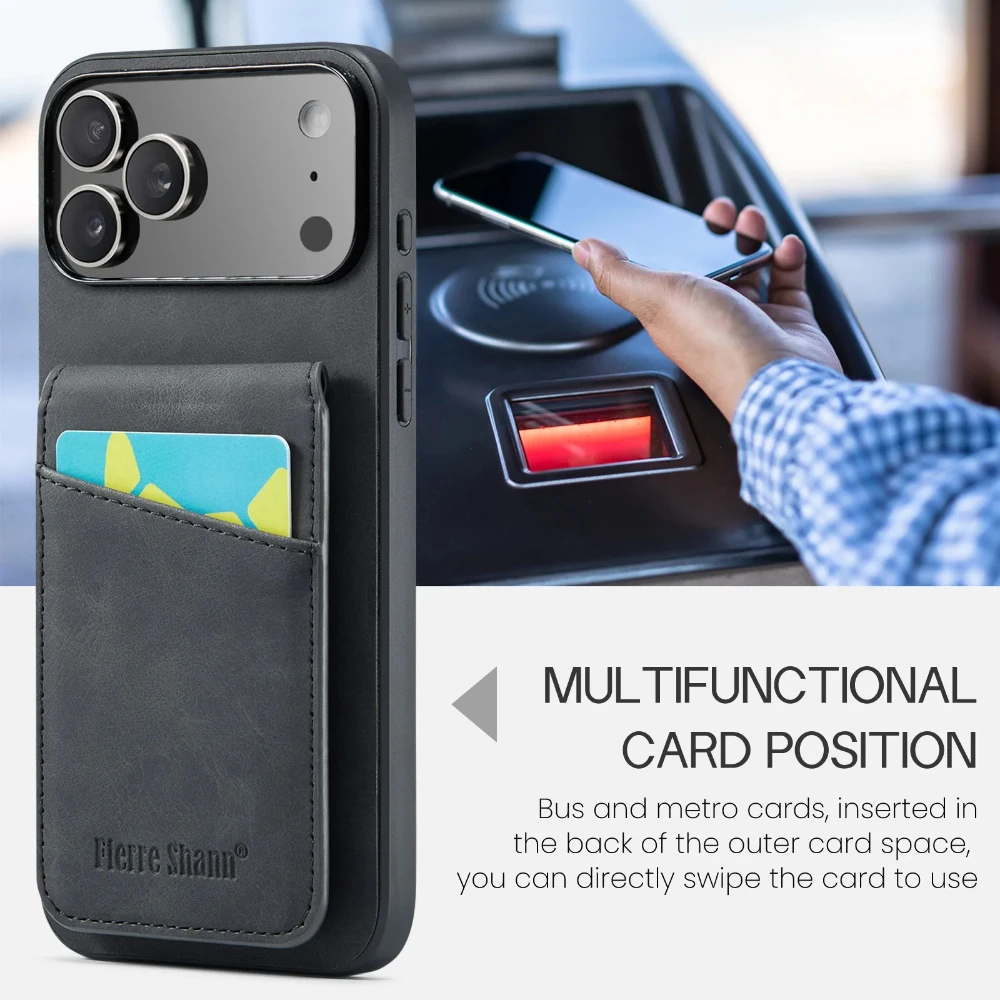 

Чехол для телефона iPhone 17 Pro Max 17air 16e 16 Plus 15 Pro 14 13 12 11 XS X XR 7 8 Plus SE 2022 Держатель слота для карт из искусственной кожи