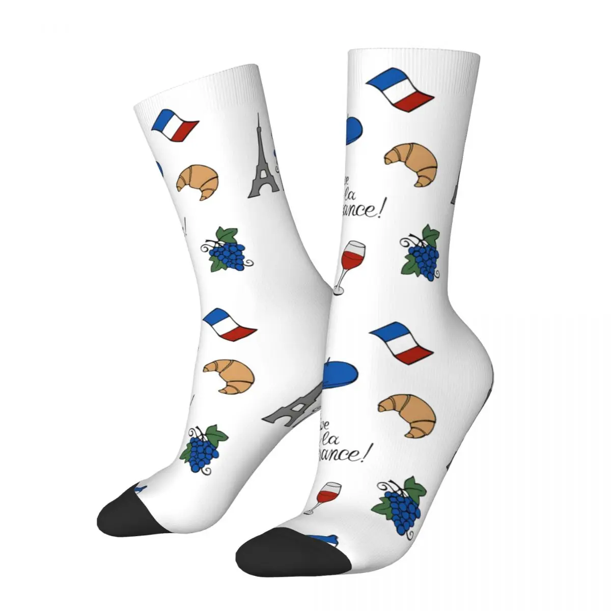 Crazy compression Vive La France Pattern Sticker 2024 Sock for Men Vintage Europe Quality Pattern Crew Sock Novelty