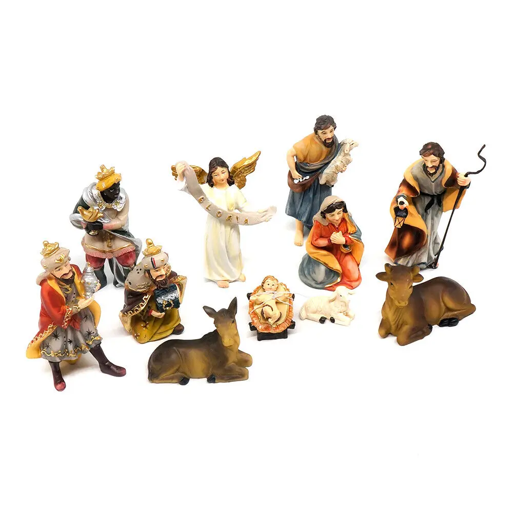 Presepe in resina Set Baby Jesus Christmas Figures ornamento regali decorazioni per la casa