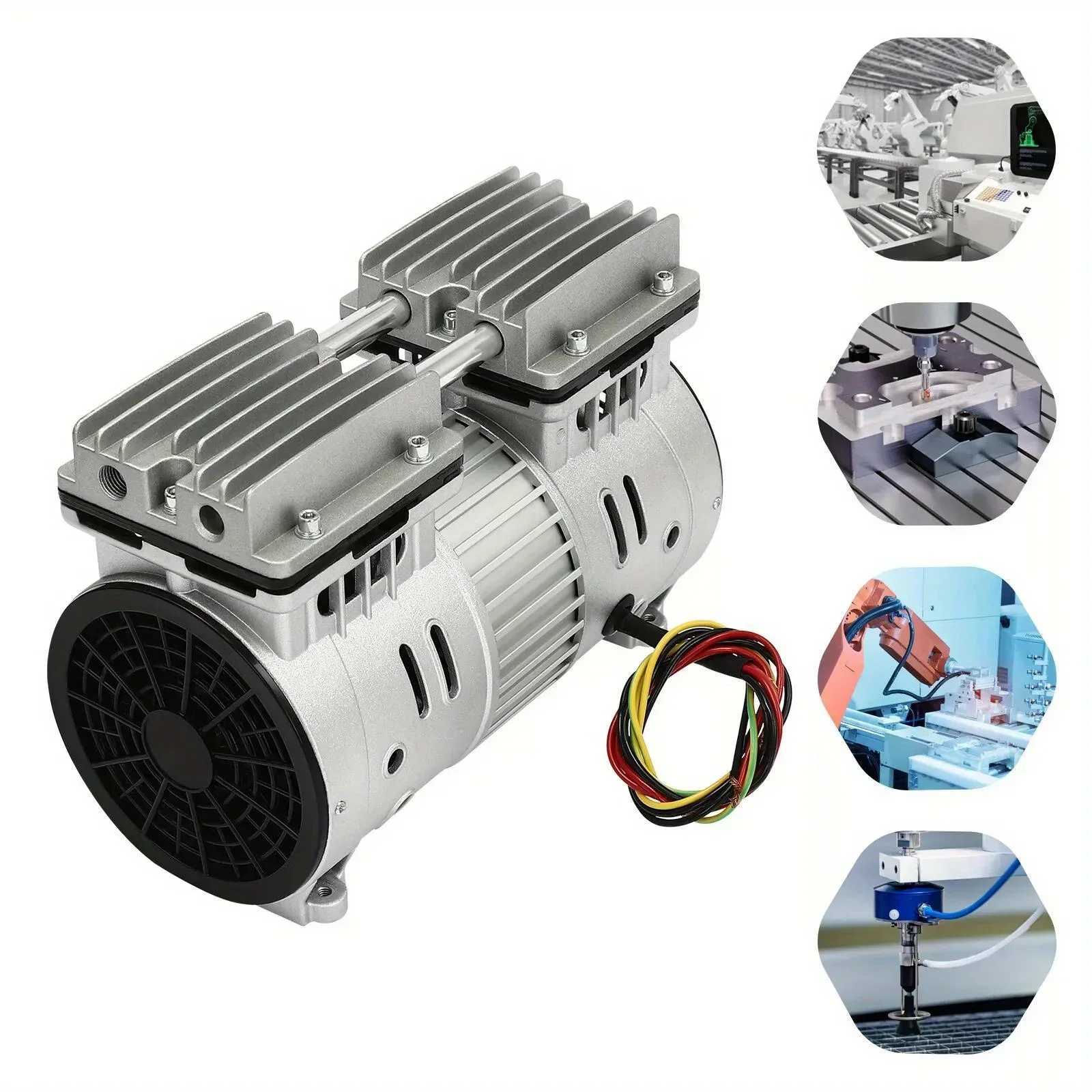 125L/min ปั๊มอัดอากาศไร้น้ํามัน - ปั๊มสูญญากาศ 4.5CFM เงียบเป็นพิเศษสําหรับพิพิธภัณฑ์สัตว์น้ํา, พอง, HVAC และเครื่องมือ DIY - น้ําหนักเบา