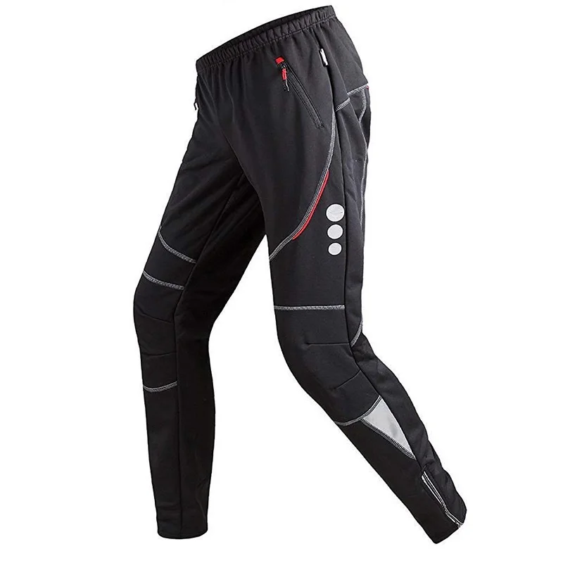 Men's Winter Cycling Pants Mountain Bike Cold Weather Hiking Gear Windproof Fleece Lined Running Ski Bicycle Clothes