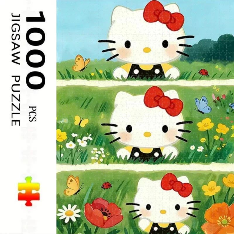 New Product 500/1000pcs for Adults Jigsaw Puzzle Sanrio Hello Kitty Complex Patterns, Portable Box for Family Games