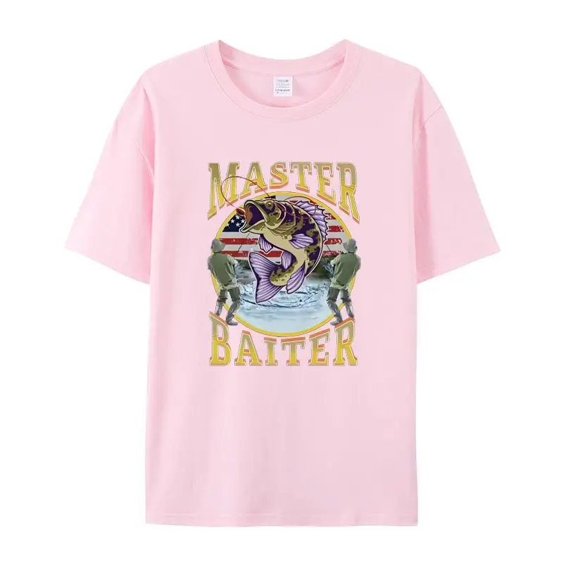 Camiseta holgada de manga corta para hombre y mujer, camiseta con estampado de pesca de algodón para verano, cultura de pesca al aire libre, MASTER BAITER, ropa informal