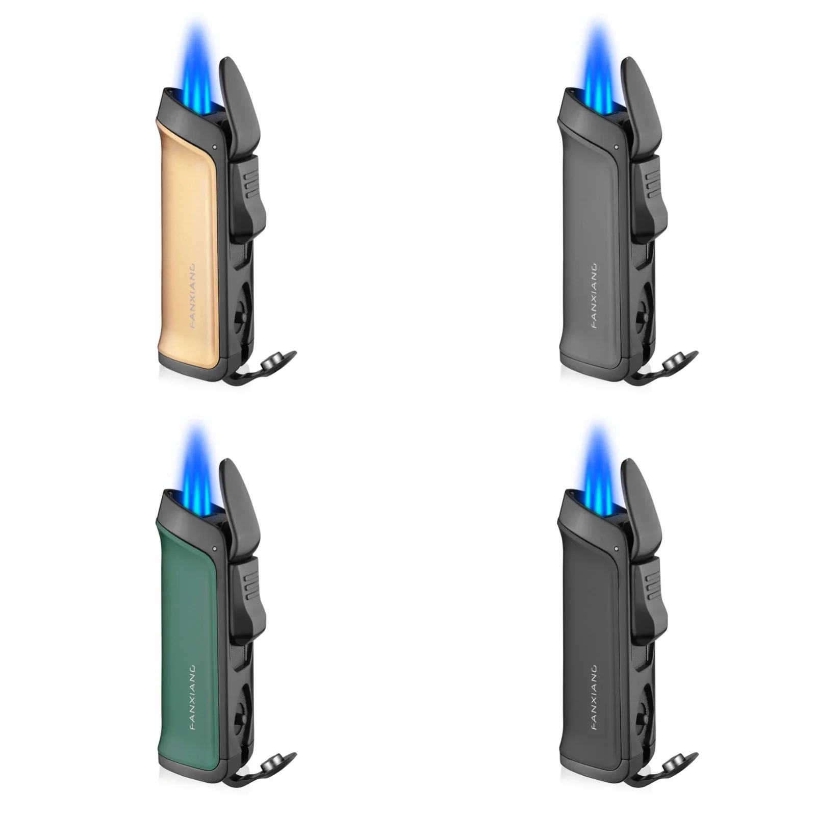 GUEVARA Cigar Lighter Metal Windproof Triple Jet  Flame Lighter Accessories Torch Cigarette Lighters Gift Box