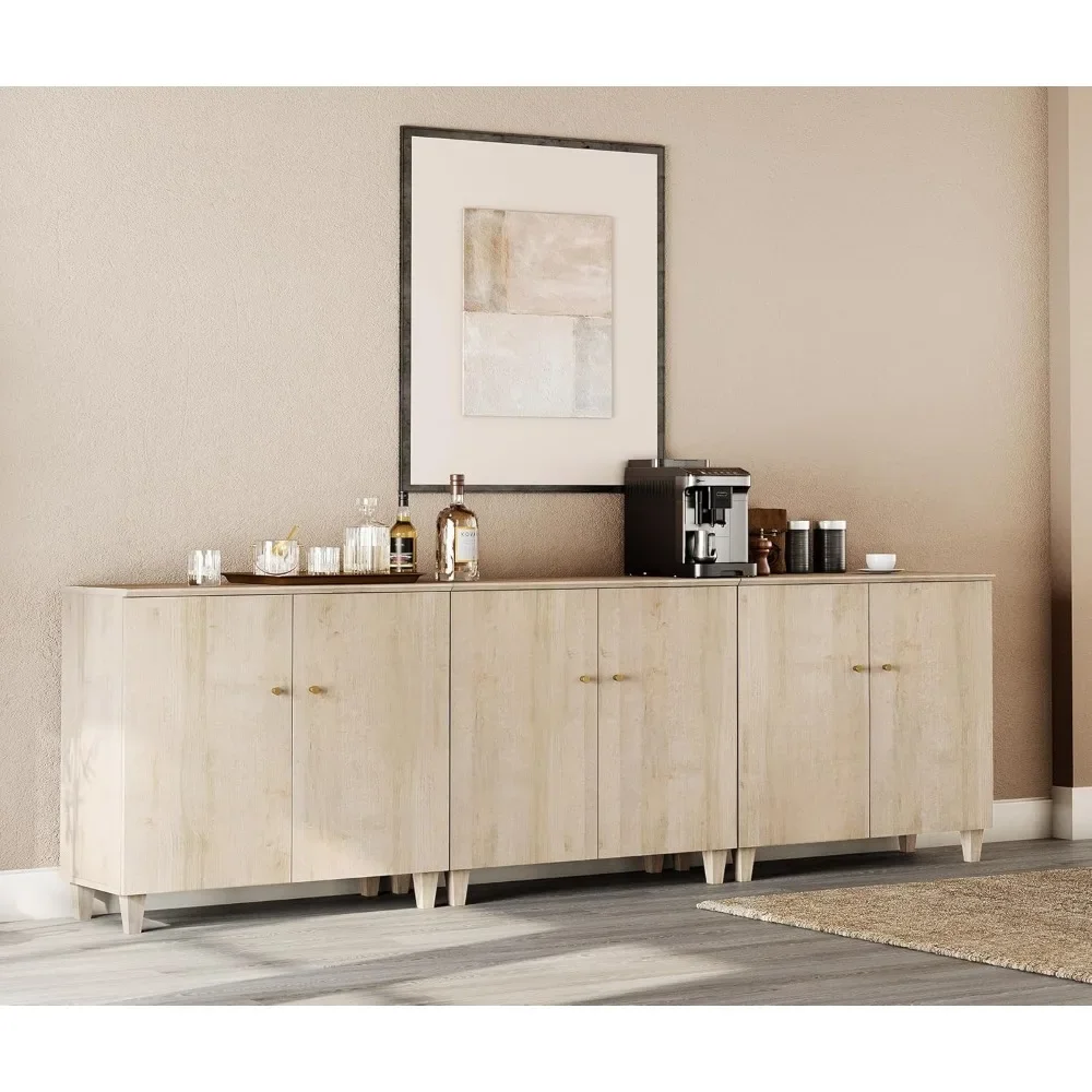 

Sideboards Buffet Cabinet, 106" Wide Wooden Credenza Storage Cabinet with 6 Doors, 3-in-1 Modern Kitchen Coffee Bar Cabinet