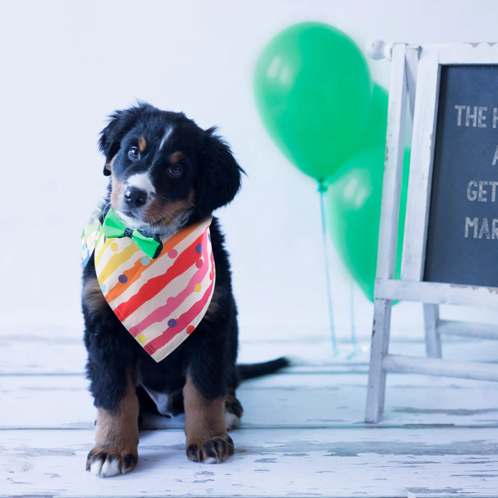 

Pet Birthday B Rainbow Stripe Dog Scarf Triangle Towel Adjustable Polyester Triangular Pet Accessories