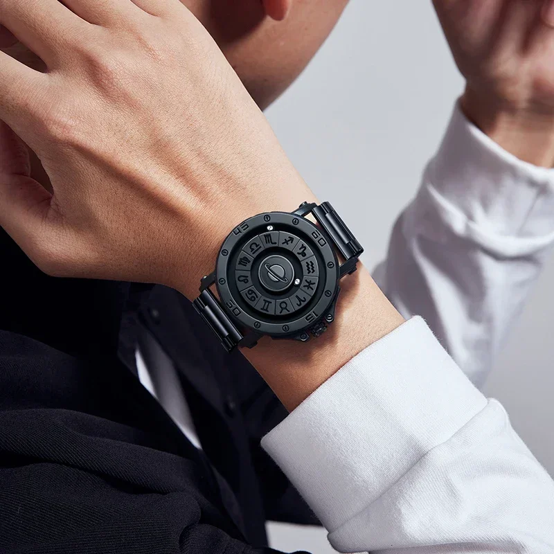 DOM 1733 Constellation Magnetic Suspension Watch Quartz Movement Waterproof Fashion Personalized Men's Watch Relogios Masculino