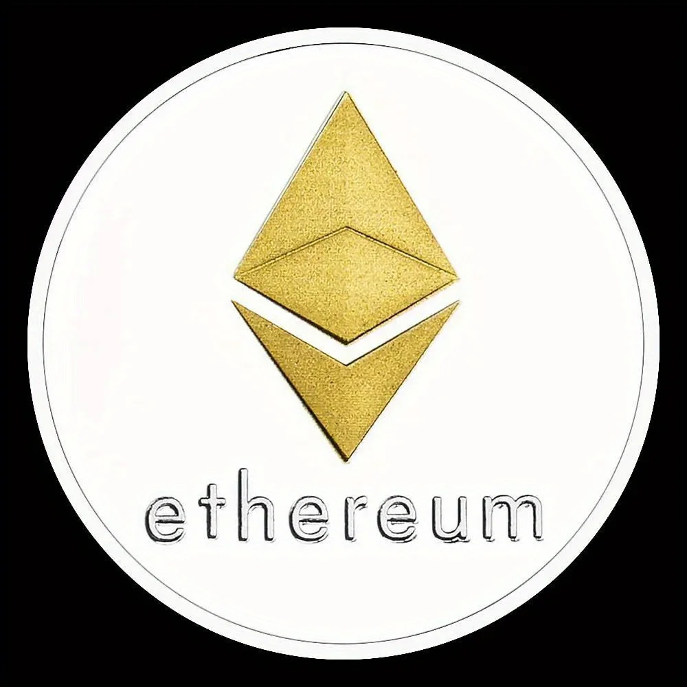 Ethereum Coin Souvenir Commemorative Silvery Plated Collectibles Coin Challenge Coin ETH Physical Cryptocurrency Crypto Coin