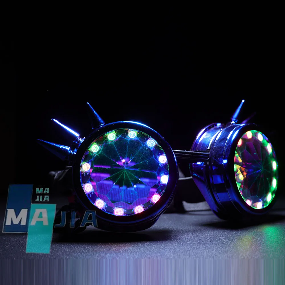 Lunettes LED Punk rechargeables arc-en-ciel, lumière polychrome, Costume DJ Rave Eye pour fête en boîte de nuit