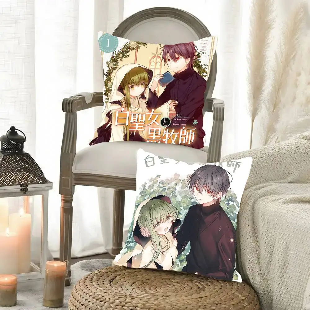 Saint Cecilia And Pastor L-Lawrence Anime Pillow Case Fashion Square Pillowcase Bedroom Sofa Room Ins Decoration Leisure