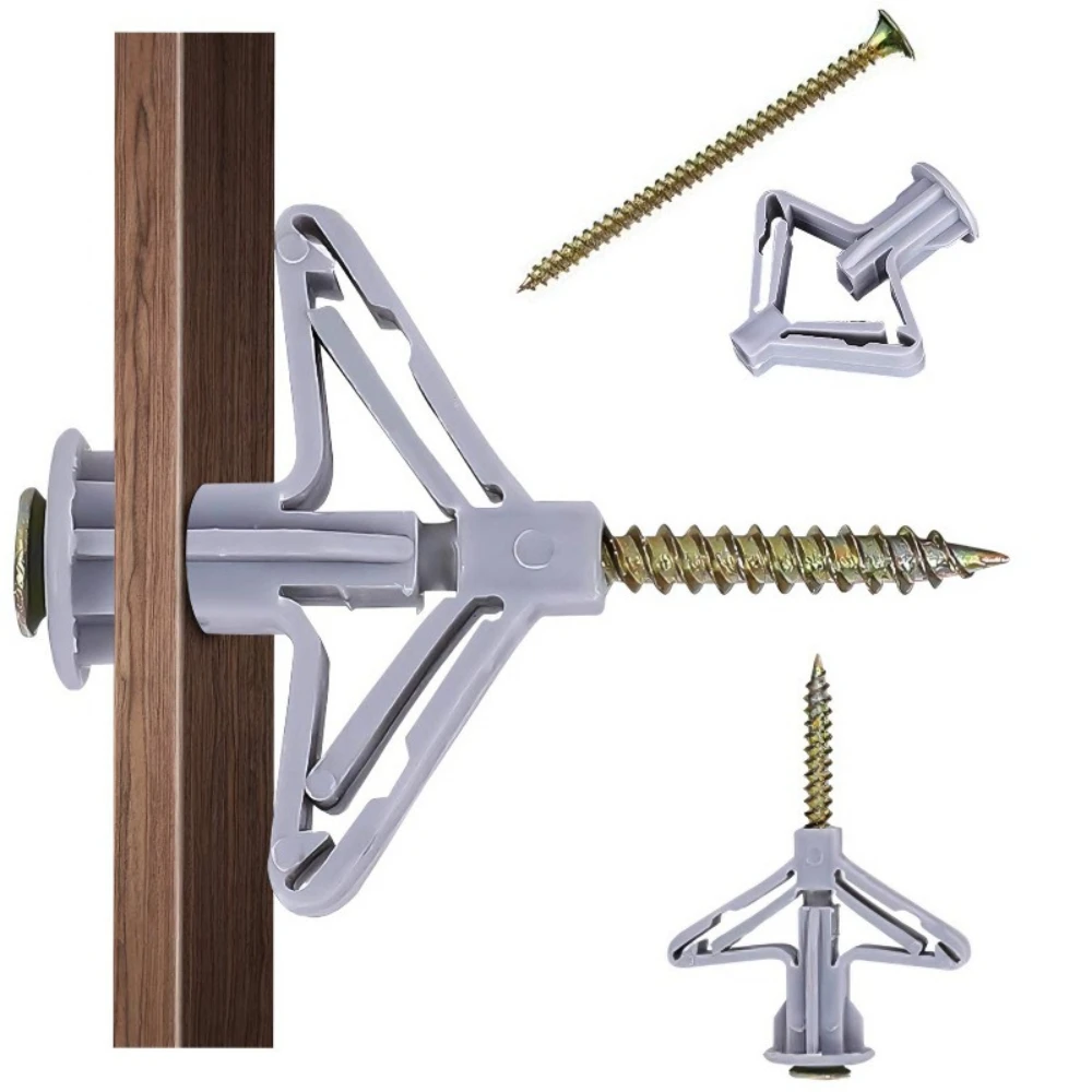 

50sets Gypsum Board Nail and Screw Kits Carbon Steel Heavy-duty Wall-mounted Brackets Plastic Expansion Tubes Countersunk Screws