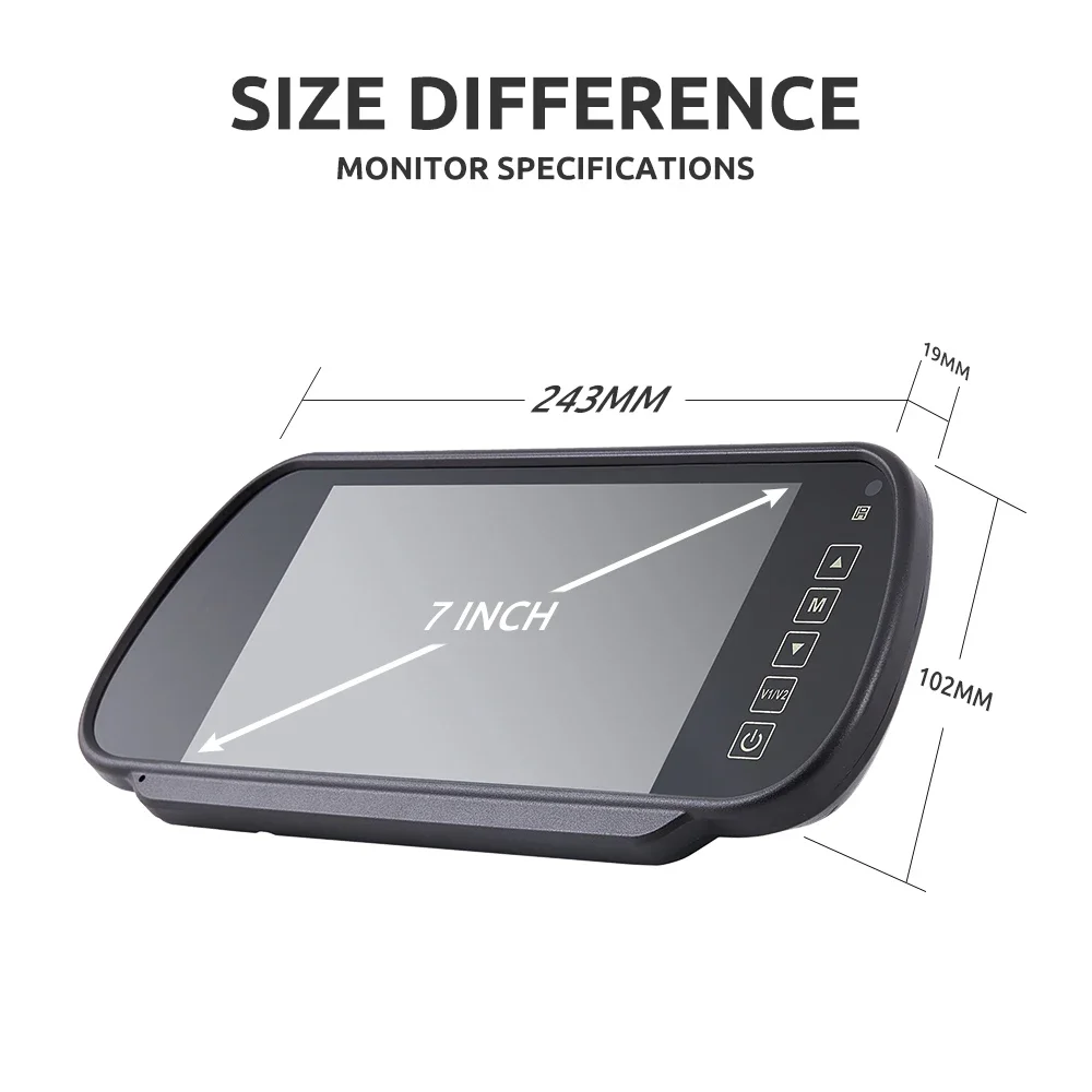 BINWEI 7-Zoll-Auto-Rückspiegel-Monitor mit Kamera für das Parken von Fahrzeugen, umgekehrte LED-Nachtsicht, HD-Rückfahrkamera-Bildschirm
