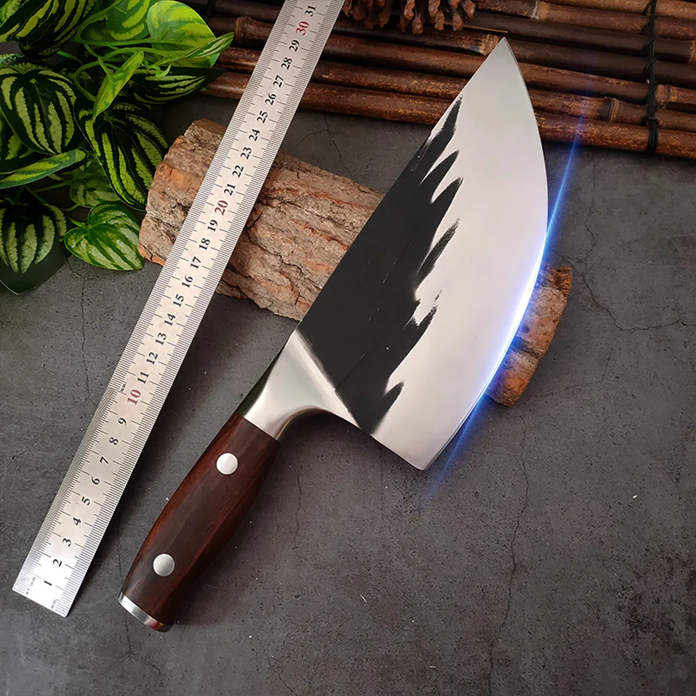 

Kitchen Knife Stainless Steel Chef Meat Chopping Cleaver Household Forged Chinese Chef Pork Beef Knife Razor Sharp Wood Handle