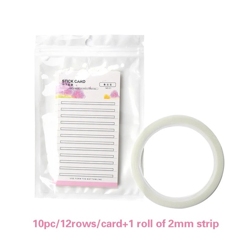 10pc cartão + 1pc fita dupla face cílios stple stick cartão ferramenta de extensão de cílios salvar cílios