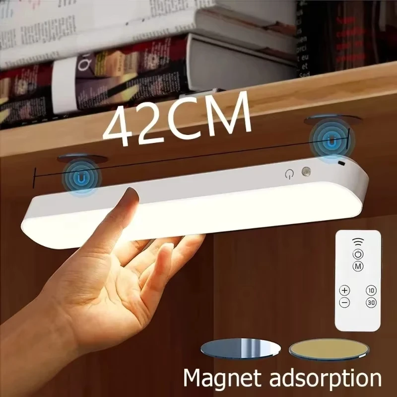 42CM Closet Lamps USB LED Light With Remote Control Night Light Magnetic Office Study Reading Stand Cabinet Bedroom