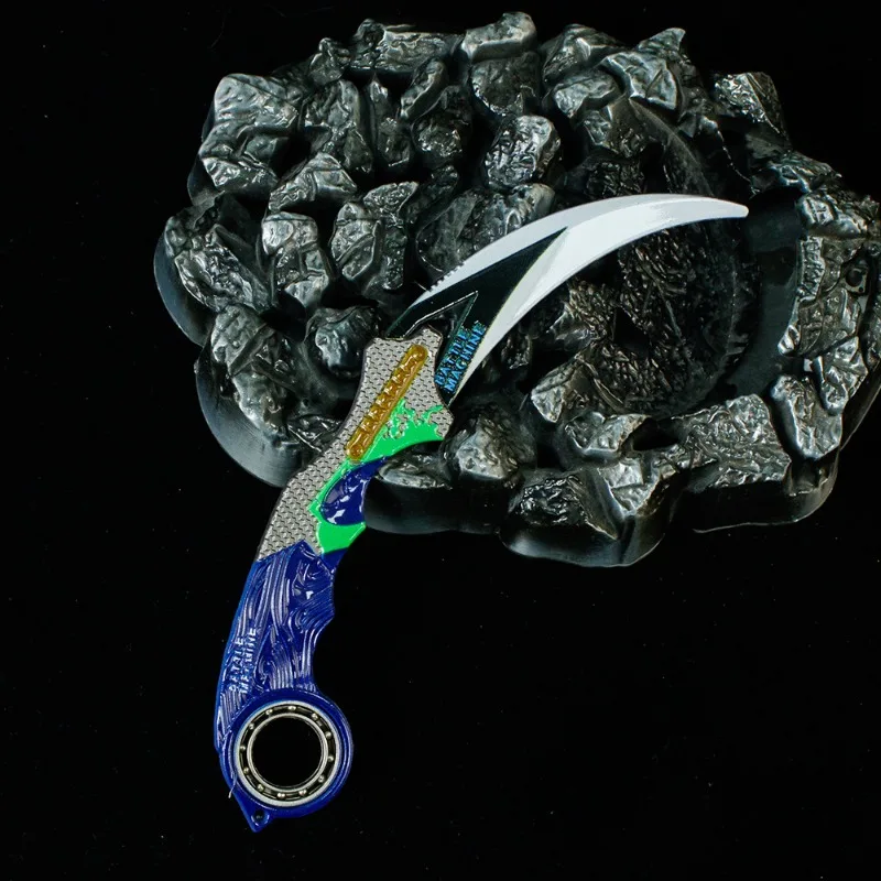 18cm/7.09in Arena Breakout Graffiti Claw Knife Dark Moon Double Spike Model Metal Cold Weapon Dragon Slayer Knife Toy Uncut Gift