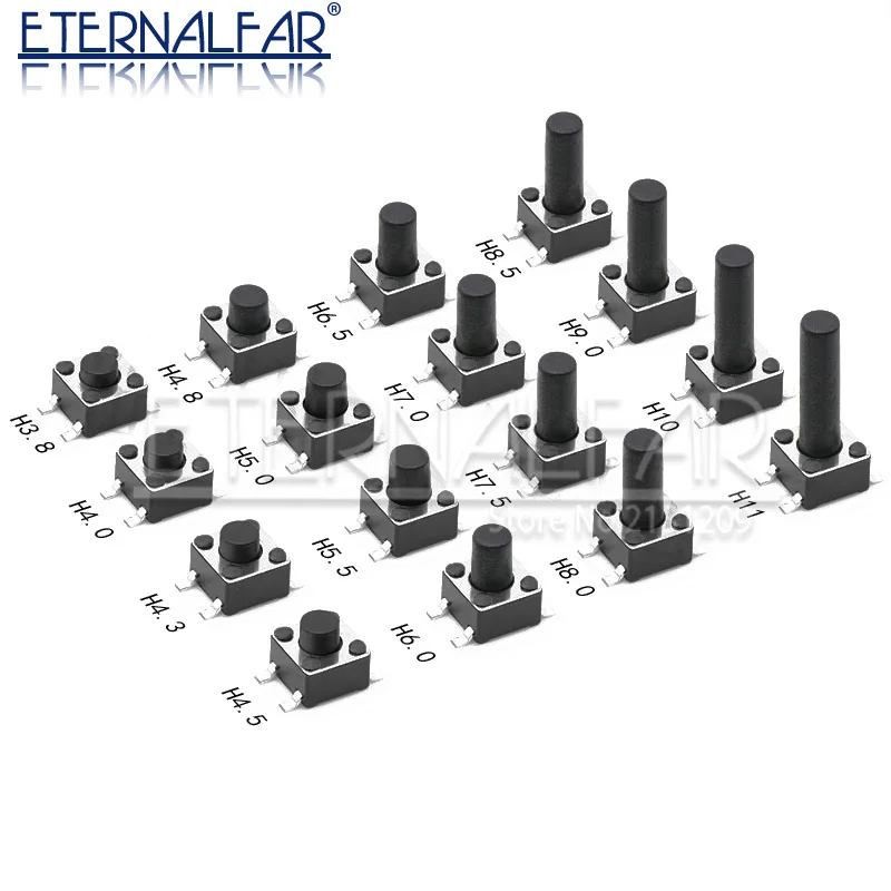 6X6X5 4.3 5.5 6 7 8 9 10 11 12 13 15MM Tact Push Button 12V Copper 4PIN DIP2 SMD4 DIP4 Micro Switch For TV Toys home use Button