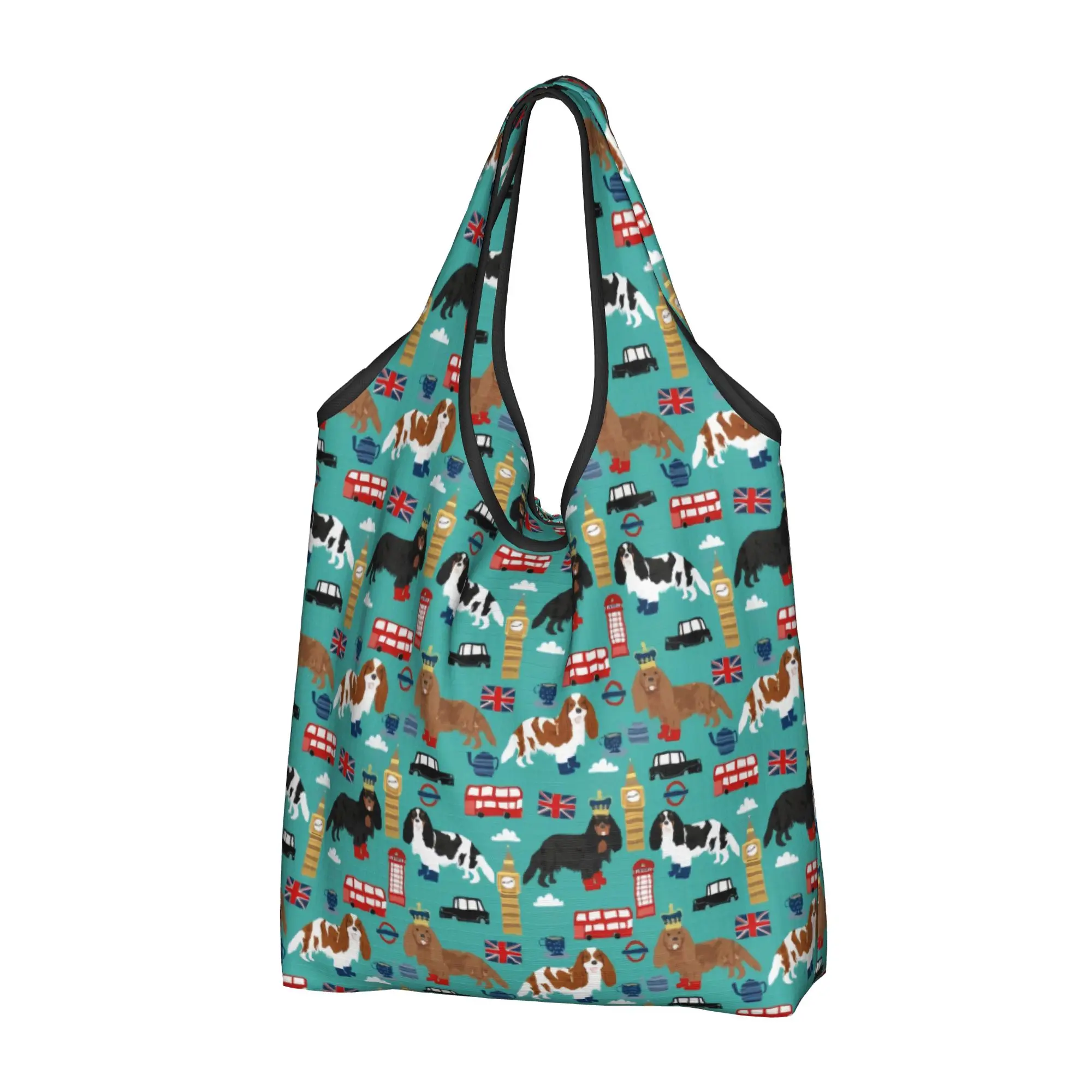 Custom Cavalier King Charles Spaniel in London  Shopping Bags Women Portable Large Capacity Groceries Pet Dog  Shopper Tote Bags