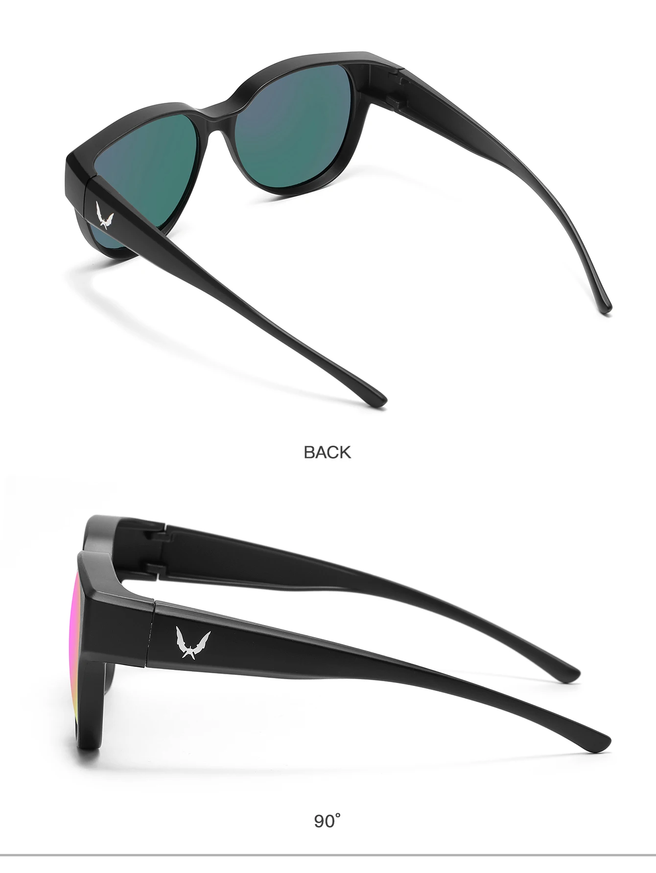 KAROS Modische quadratische polarisierte Sonnenbrille zum Überziehen von Myopie-Korrekturbrillen für Männer und Frauen, Vintage-Brille zum Angeln und Fahren – Detail 9