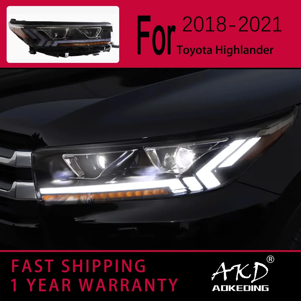 Car Lights for  Toyota Highlander LED Headlight 2018-2021 Highlander Head Lamp Drl Projector Lens Automotive Accessories