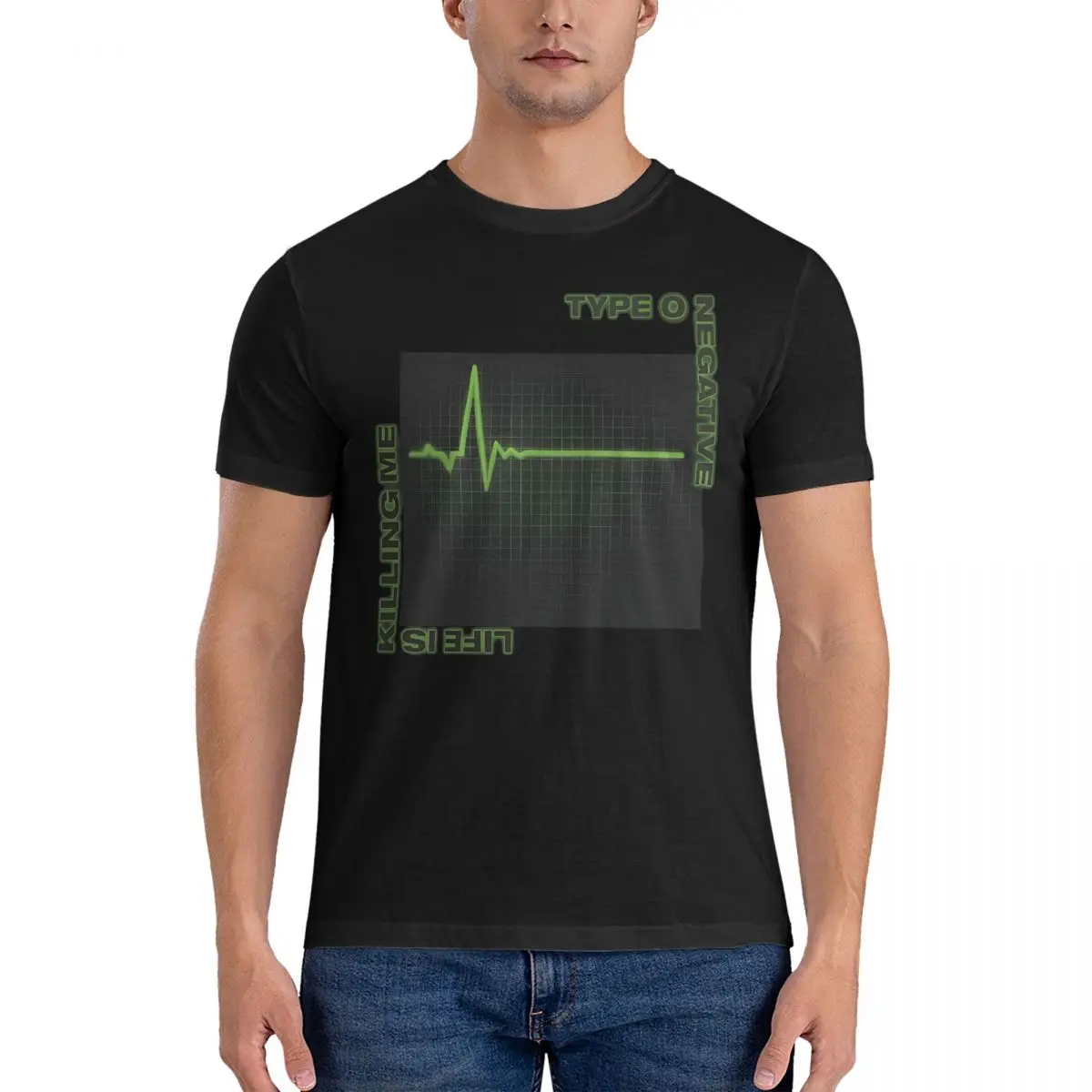 Radio Wave T Shirt Men Cotton Humorous T-Shirt Round Neck Type O Negative Tee Shirt Short Sleeve Tops Printing