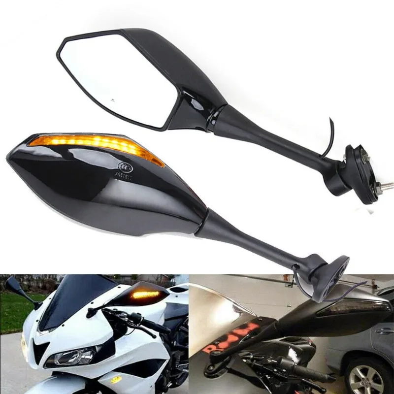 

1 Pair Motorcycle LED Turn Signal Rearview Mirrors for Kawasaki Honda Ducati Suzuki BMW Motorbike Side Mirror Modification Parts