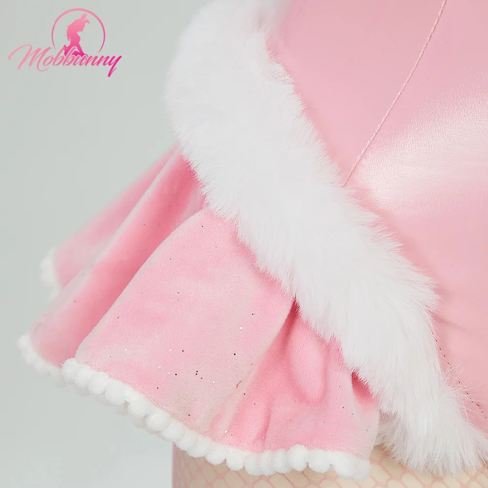 2025 Women Lingerie Pink Bunny Girl Cosplay Costume Furry Heart Cutout Bodysuit with Bunny Ears Headaband and Tail view 5