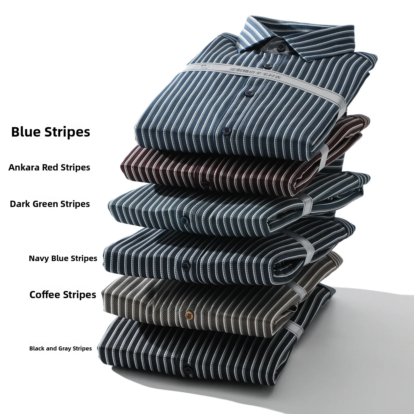 

Элитная мужская шерстяная рубашка для бизнеса, осенне-зимняя, теплая, плотная, приталенная, в полоску, с длинным рукавом, для повседневной носки и поездок на работу