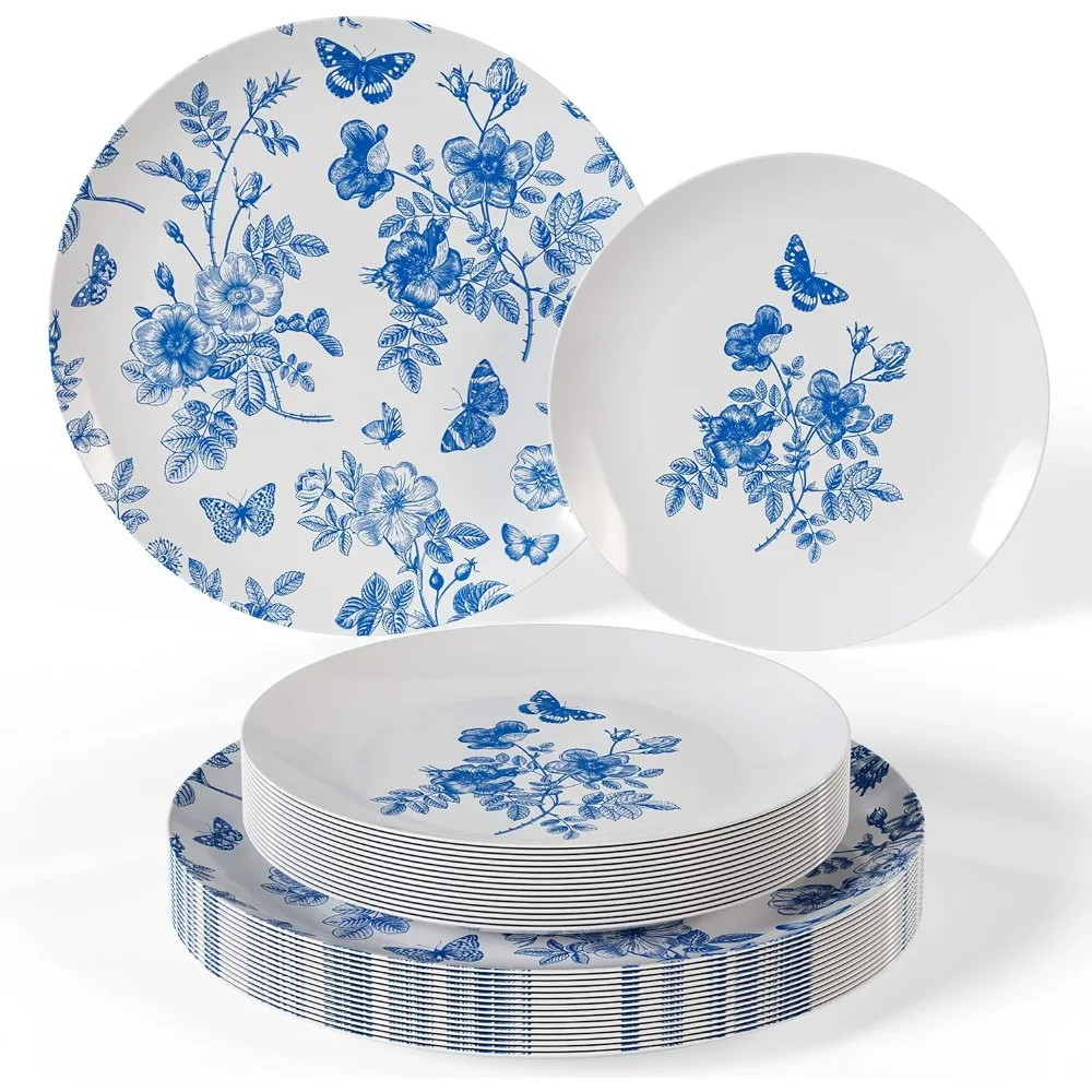 

80 Piece Plastic Disposable Plates Set For 40 Guests I 40 X 8 Inch Dessert Plates & 40 X 10 Inch Disposable Plastic Plates