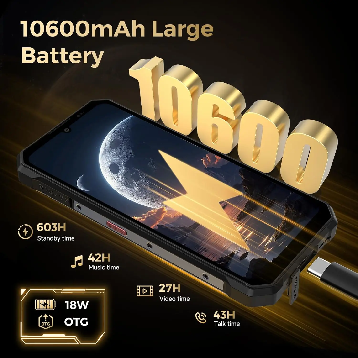 FOSSIBOT F109S 4G هاتف خارجي متين غير مقفول: 24 جيجابايت رام + 256 جيجابايت، 6.745 بوصة HD+/1.32 بوصة IPS، 10600 مللي أمبير، Android 15، كاميرا 50 ميجابكسل، IP68/IP69 #3